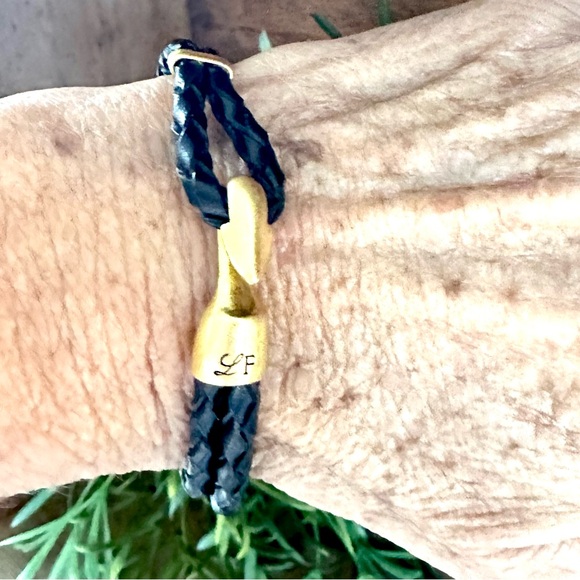 Lulu Frost Black Leather Harpoon Hook Bracelet Unisex - Picture 6 of 10